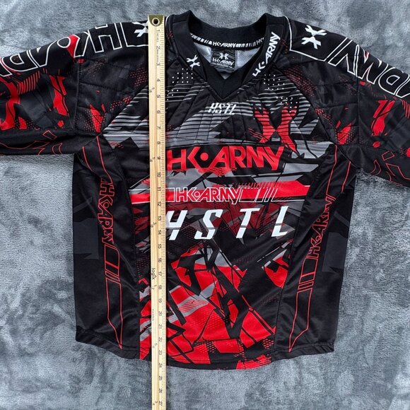HK Army Youth HSTL Paintball Jersey Red Black Camo Long Sleeve Padded Shirt - Picture 7 of 8